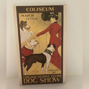 Vintage Dog Show Poster Print - Red & Gold Illustration